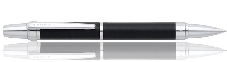CROSS Nile BLACK Ballpoint Ball Pen Satin Black Barrel & Chrome Trim in GIFT BOX 