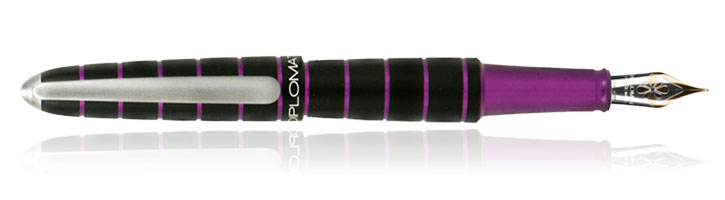 Black/Purple / 14kt gold nib Diplomat Elox Rings Fountain Pens