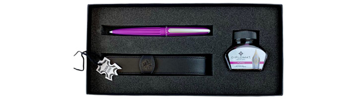 Diplomat Aero Gift Set with Pen Case, Bottled Ink & Aero Fountain Pens in Violet