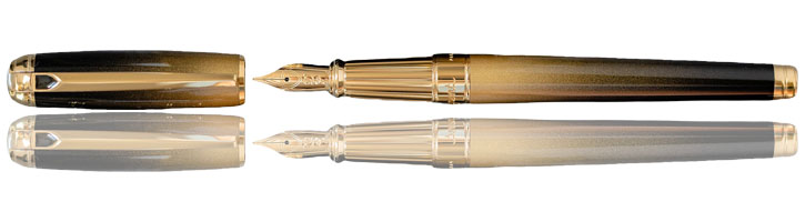 S.T. Dupont Line D Large Starburst & Sunburst Fountain Pens in Sunburst Black