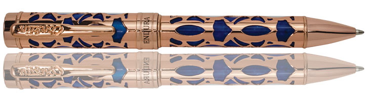 Blue / Rose Gold Conklin Endura Deco Crest Ballpoint Pens