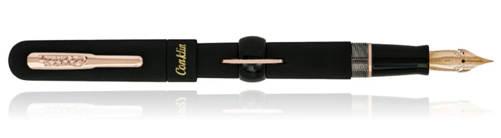 Conklin Mark Twain Crescent Filler Superblack Fountain Pens in Superblack / Rose gold