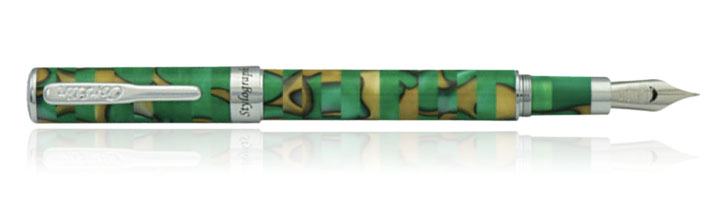 Green/Brown Conklin Stylograph Mosaic Fountain Pens