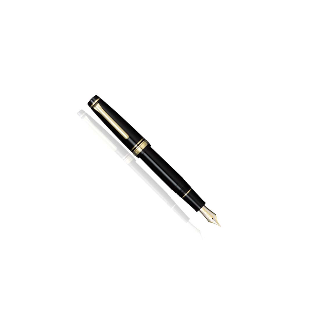 Sailor Professional Gear Füllfederhalter – Goldfarben, Mit Feiner Feder, Schwarz-goldenes Design